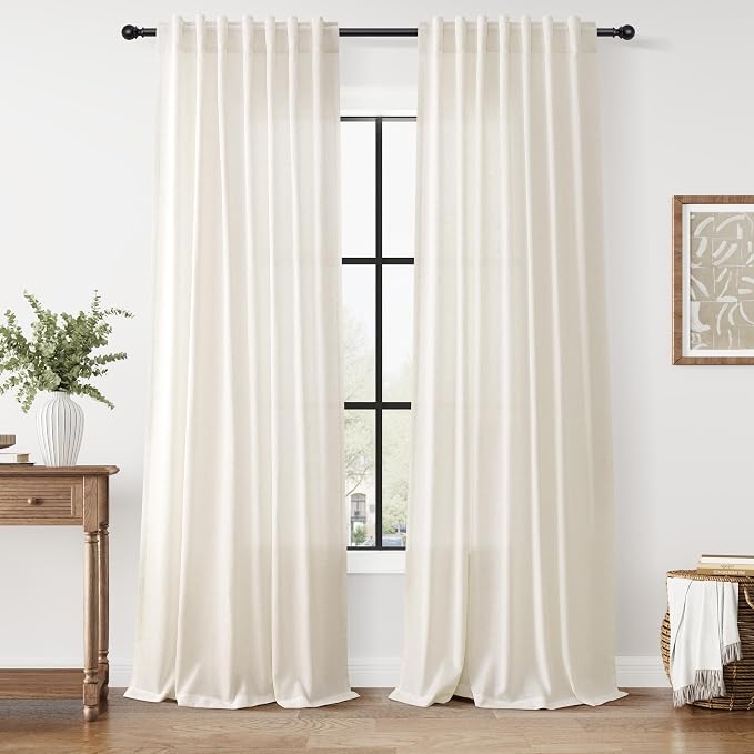 Modern Linen Curtains 108 Inches Long by Nanspring