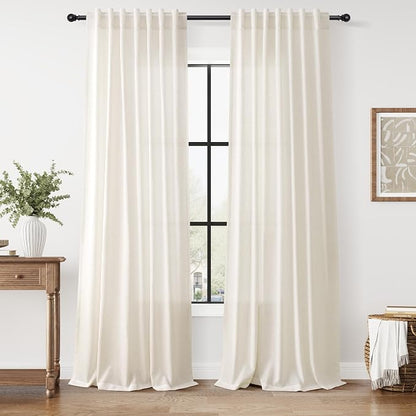Modern Linen Curtains 108 Inches Long by Nanspring