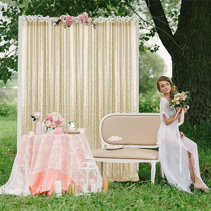 2×8FT-4PCS Champagne Sequin Backdrop Curtains Panels, Photography Backdrop - Image 4