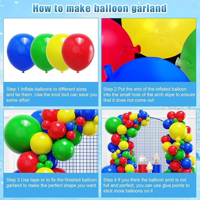 YMSZ Red Blue Green Yellow Balloons, Different Size, - Image 3