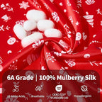 THXSILK Christmas Style 6A+ Grade Mulberry Silk Pillowcase for Hair and Skin, 22 Momme 100% Pure Silk Pillow Case with Hidden Zipper, Christmas Holly Printed Pillow Cover, Red， Standard
