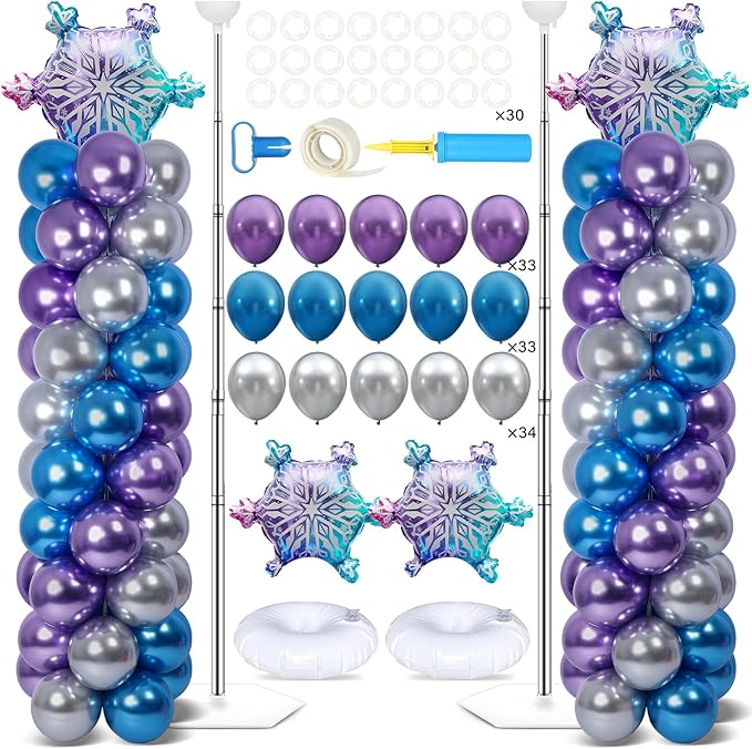 2 Sets Snow Party Balloon Column Stand Kit by Naozinebi