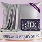 DECOLURE 100% Pure Mulberry Silk Pillow Case King Size – Highest Grade 30 Momme 6A+, Luxuriously Soft & Cooling Silk Pillowcase for Hair & Skin, Hypoallergenic, Breathable, Hidden Zipper (Silver Grey)
