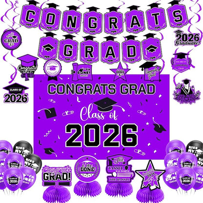 Graduation Decorations 2026 Purple Themed Set by Zerunyiw