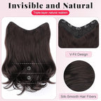 ALXNAN Long Wavy Layered Hair Extensions for Women, Clip in Hair Extensions Clip Ins Soft Full Head Synthetic Hairpieces 16 Inch Dark Brown