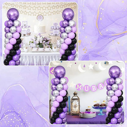 Purple and Black Silver Balloon Column Stand Kit Set of 2 - Image 2