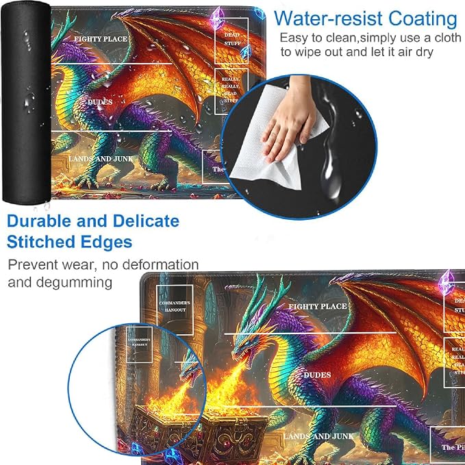 for TCG Playmat with Zones, Non-Slip Rubber Bottom Trading Card Game Mat with - Image 3