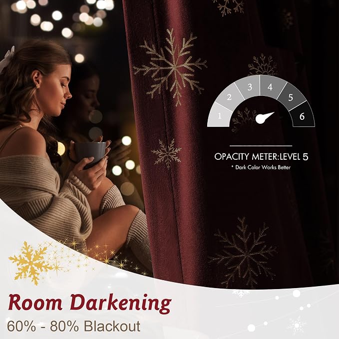 Beauoop Christmas Red Velvet Curtain - Image 3