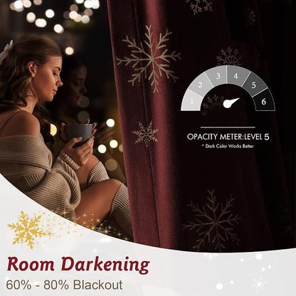 Beauoop Christmas Red Velvet Curtain - Image 3