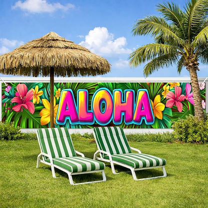 HOMETITUTE Luau Party Decorations Aloha Hawaiian Fence Banner 79 x 18 inch | - Image 8