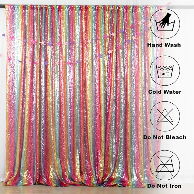 ShinyBeauty 7FTx7FT Glitter Rainbow Backdrop - Image 7