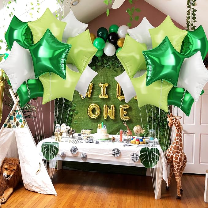 TAOYE Green Star Foil Balloons, 18 Inch Macaron Green Star Foil Balloons Dark - Image 5