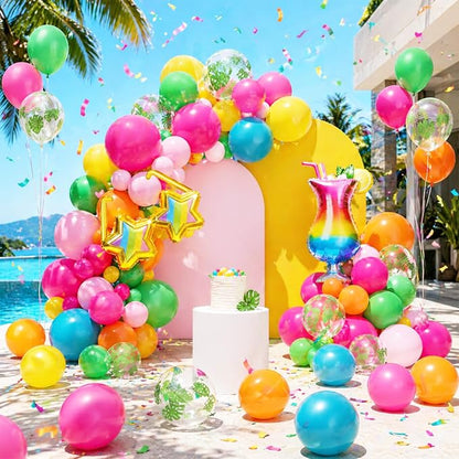 Hawaiian Balloons, 12 Inch Colorful Tropical Balloons - Image 3
