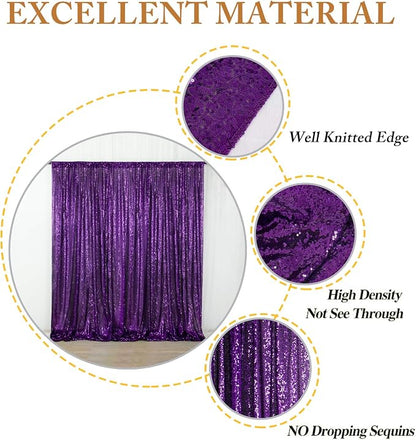 ShinyBeauty Purple Sequin Backdrop 10FTx10FT | Glitter Photo Background | - Image 3
