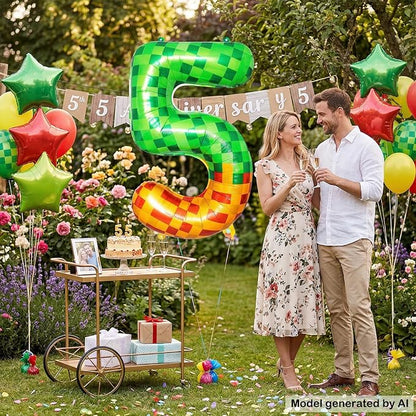 40 Inch Pixelated Number 5 Foil Balloon - Image 7