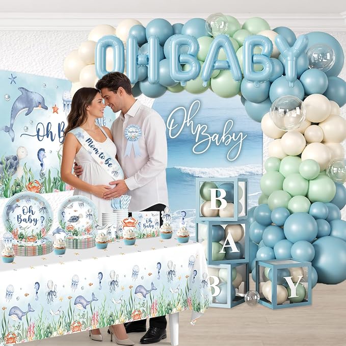 Cocomigo 347PCS Under the Sea Baby Shower Decorations Set Serves 25 | Includes - Image 6