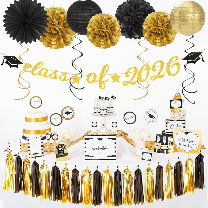 Black Gold Graduation Party-Decorations Garland - Image 4