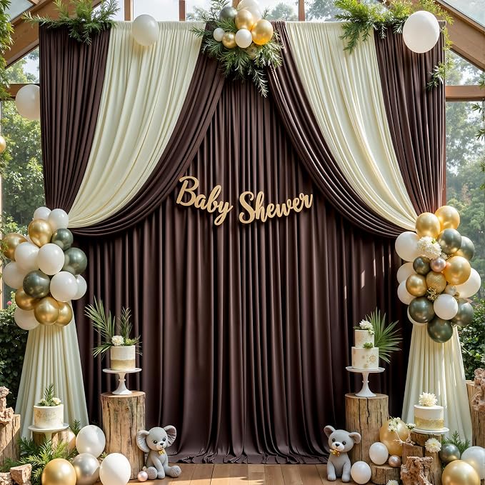 50×12ft Wrinkle Free Brown Backdrop Curtain - Image 4
