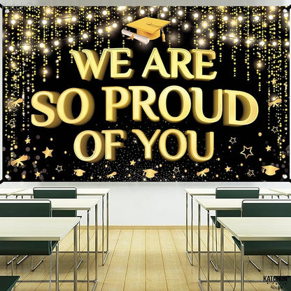 KatchOn We are So Proud of You Banner 72x44 Inch | Black and Gold Graduation - Image 8