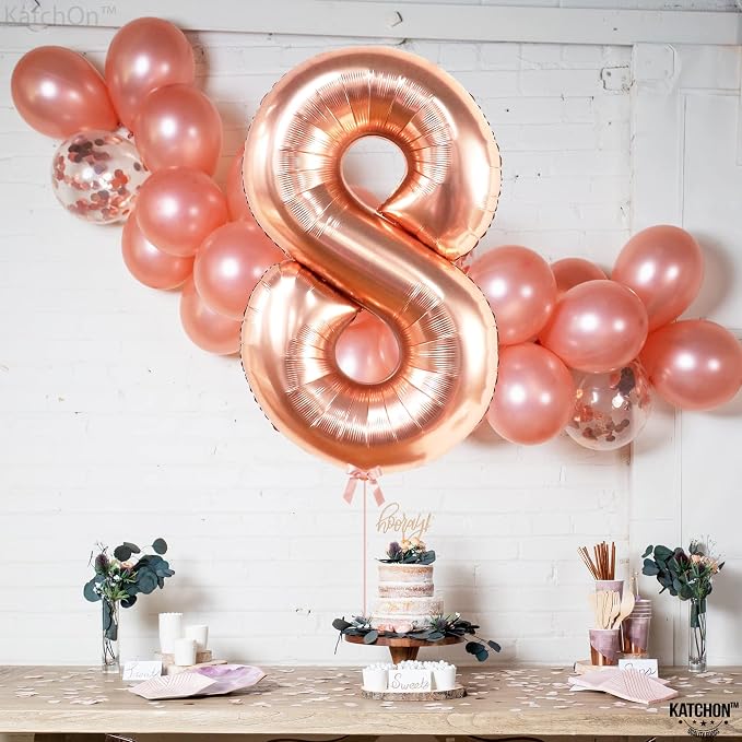 KatchOn Rose Gold 8 Balloon Number 40 Inch, Number 8 Balloon | 8th Birthday - Image 2