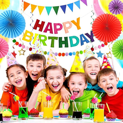 CANREVEL 17 PCS Pre-Strung 3D Rainbow Happy Birthday Banner, Happy Birthday - Image 6