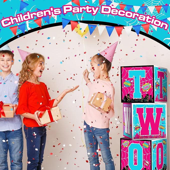 Feifeiya 3 Pcs Spider 2nd Birthday Party Decorations City Hero Theme Balloon - Image 2