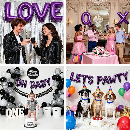 36 Pcs Purple Letter Balloons, Custom A-Z Set - Image 6