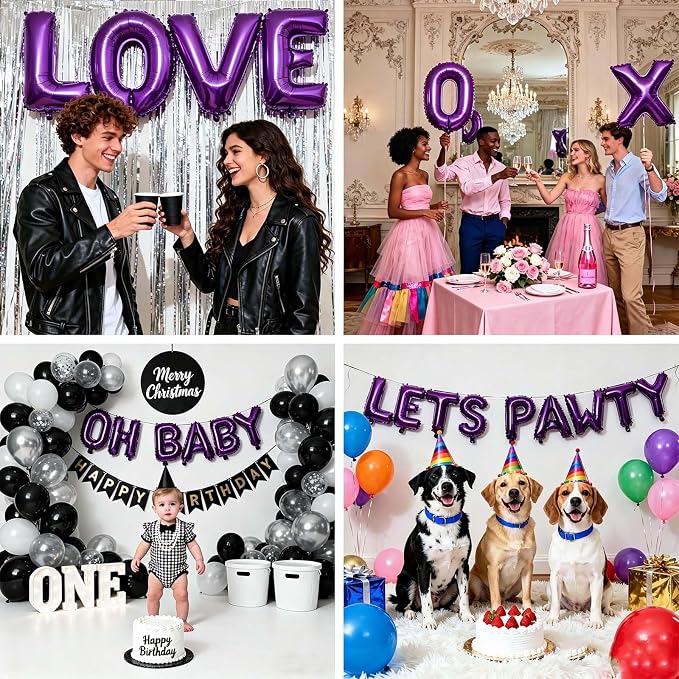 62 Pcs Purple Letter Balloons, Custom 2 Set A-Z Set - Image 6