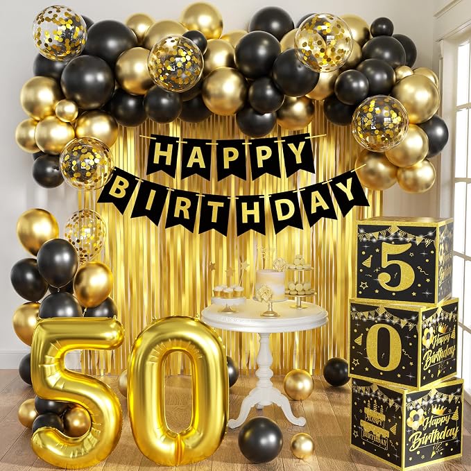 Gold 50th birthday decorations men by jenmir