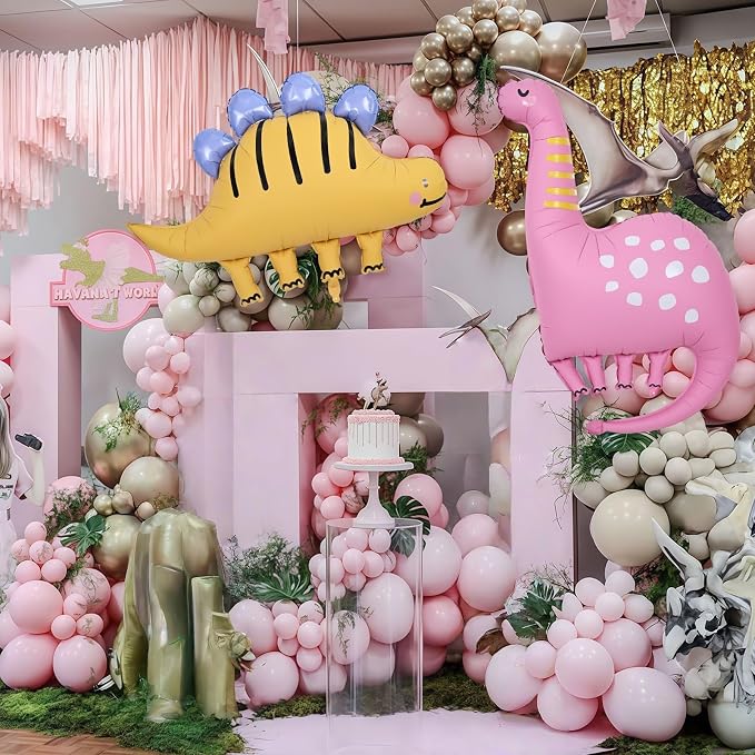 Giant Dinosaur Foil Balloons, 38-43 Inch Big Cute Pink Yellow Dinosaur Helium - Image 3