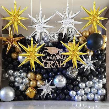 HILAVO 6PCS Gold Silver Star Balloons, 22Inch Large Star Balloon Foil Spike - Image 7