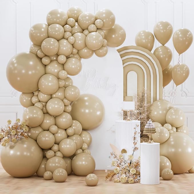 PartyWoo Cream Balloons 155 pcs Different Sizes of 18 12 10 5 Inch Beige Ivory by PartyWoo