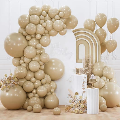 PartyWoo Cream Balloons 155 pcs Different Sizes of 18 12 10 5 Inch Beige Ivory by PartyWoo