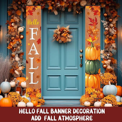 Preboun 4 Pairs Seasonal Door Banners Decorations Set Fall Porch Signs Banners - Image 7