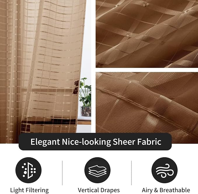 SpaceDresser Check Sheer Curtains 108 Inches Long - Image 5