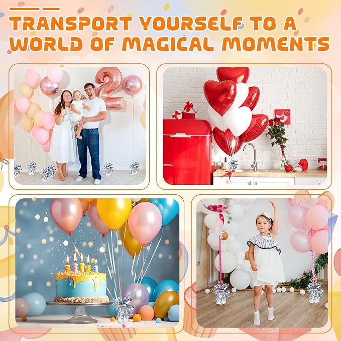 6 Pack Silver Balloon Weights Metallic Holder Anchors Balloon Holder Weights - Image 5