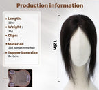 8x11cm Breathable Hair Topper, 12 inches 35g 120% Density Real Human Hair, 3 Non-Slip BB Clips, Wearable on Left, Right & Middle Part, Versatile Styling for Hair Loss & Volume Boost (Black)