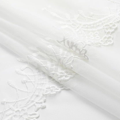 White Sheer Voile Curtains White Embossed European 54Wx96L Inch | Light - Image 4