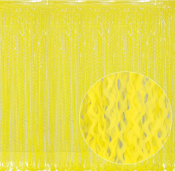 4 Pack Wavy Yellow Foil Curtain Backdrop -3.3 ft x 6.6 ft Gold Tinsel Backdrop - Image 2