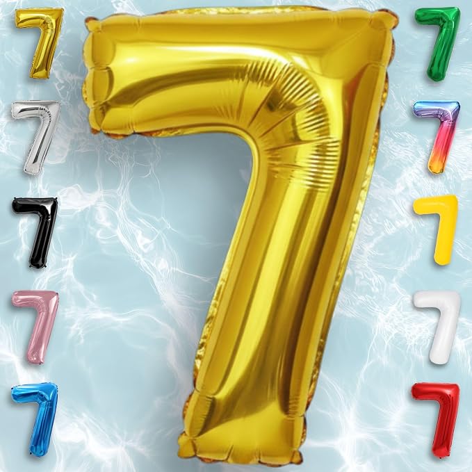 Gold Number Balloon 7 Mylar Foil Balloons 32 inch - Image 6