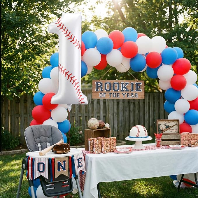 Jenaai Baseball Number 1 Balloons 40 Inch Baseball Theme Birthday Party - Image 4