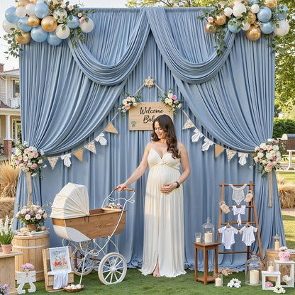 50ft×12ft Dusty Blue Backdrop Curtains - Image 7