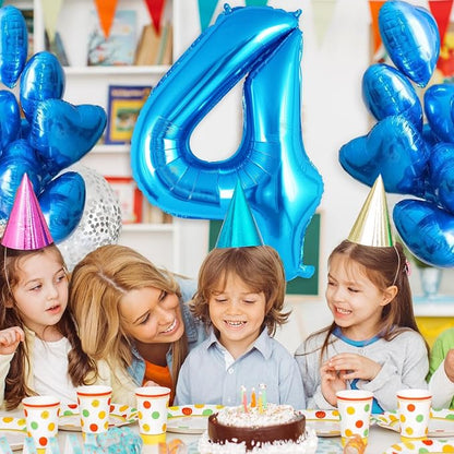 Blue Number 4 Balloon 40 Inch, Big Large Foil Helium Number Balloons, Jumbo - Image 4