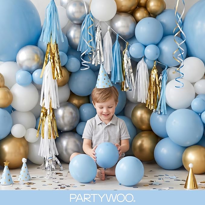 PartyWoo Light Blue Balloons 120pcs Baby Pastel Sky Aqua Blue Color | Different - Image 9
