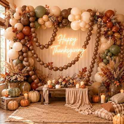 Dark Brown Linking Balloons, Fall Thanksgiving Woodland Harvest Boho Birthday - Image 6