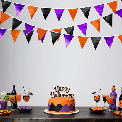 Black Orange Purple Halloween Party Decorations Metallic Fabric Triangle - Image 5