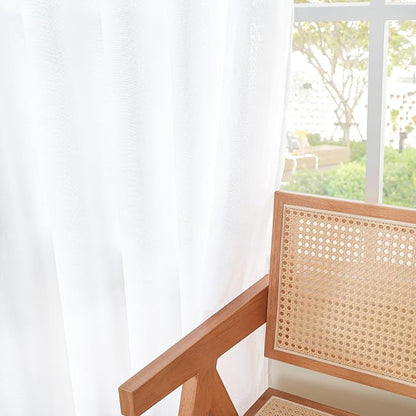 YoungsTex 48 Inch Length White Linen Curtains, Short Light Filtering Drapes - Image 7