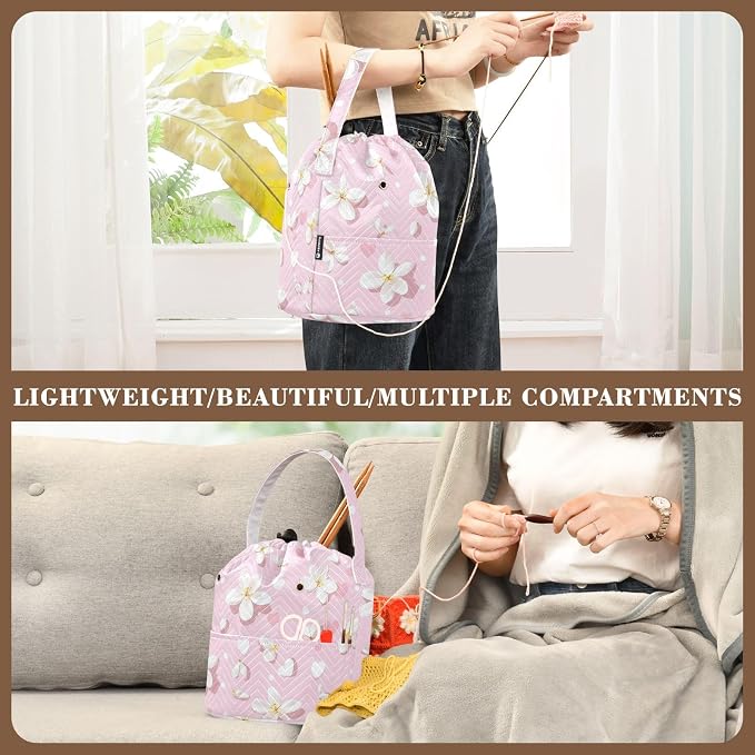 Yarn Bag Small Crochet Bag Drawstring Yarn Storage Organizer Knitting Project - Image 5
