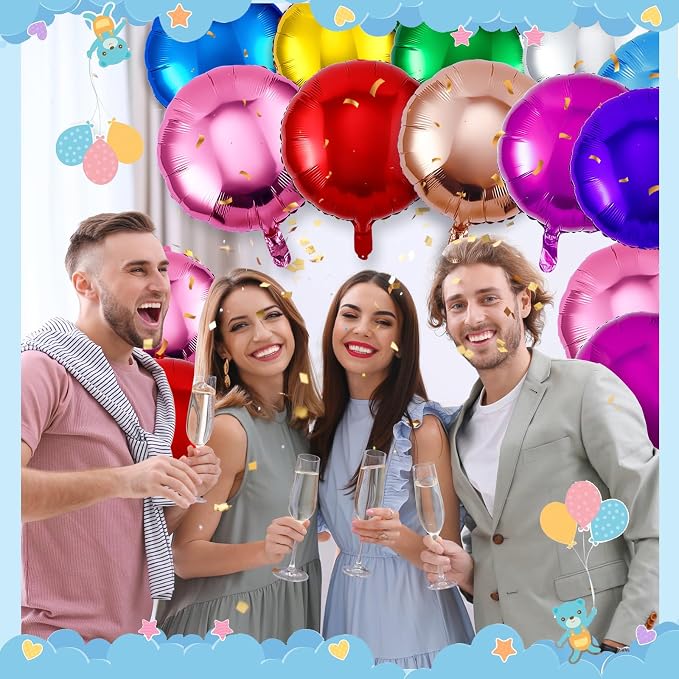 Deekin 100 Pcs 18 Inch Round Foil Balloons Aluminum Foil Helium Balloons Bulk - Image 5