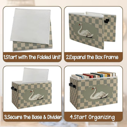 Vintage Swan Checkered Foldable Storage Bins Box - Image 4